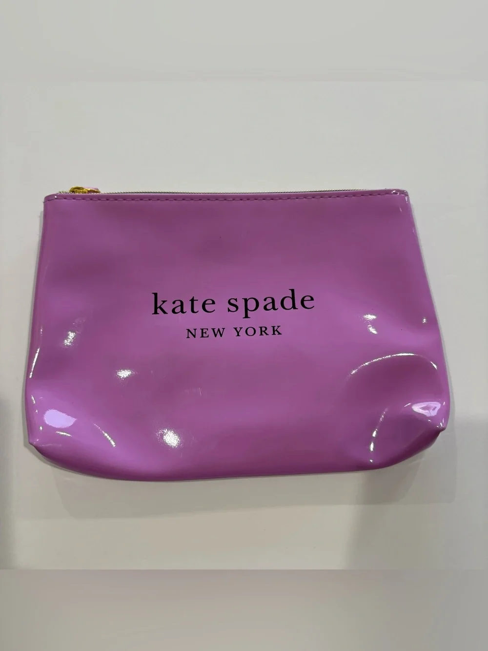 Kate Spade New York Purple Patent Cosmetic Makeup Bag Zip Pouch Travel Case
